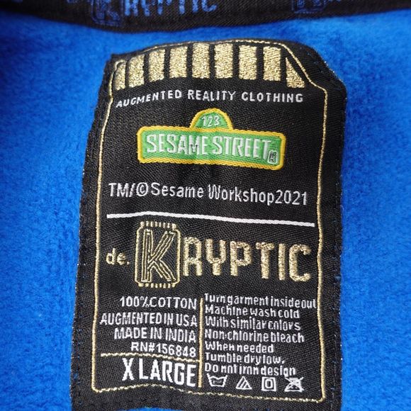 de.Kryptic Sesame Street Sweatshirt Adult XL Pullover Blue Cookie Monster Crew N - Picture 5 of 11